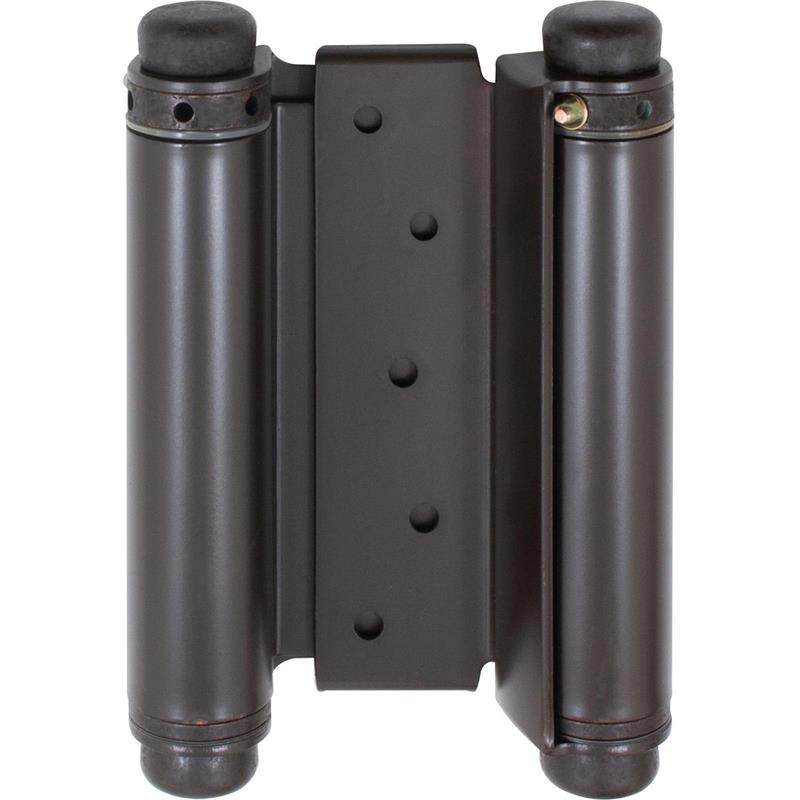A pair of Double Acting Hinges in Oil Rub Bronze, shown against a plain white background.