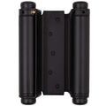 A pair of Double Acting Hinges in Black, shown against a plain white background.