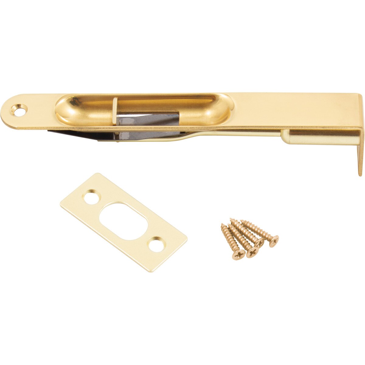 Flush Bolt- 6" Manual Round Corner-US3 Bright Brass