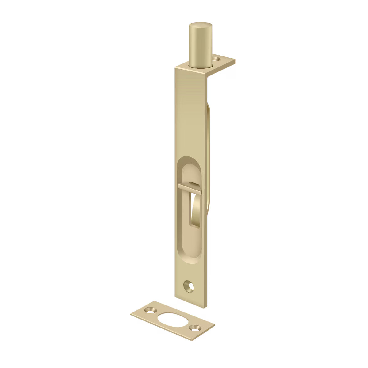Flush Bolt- 6" Manual Square Corner- Satin Brass US4