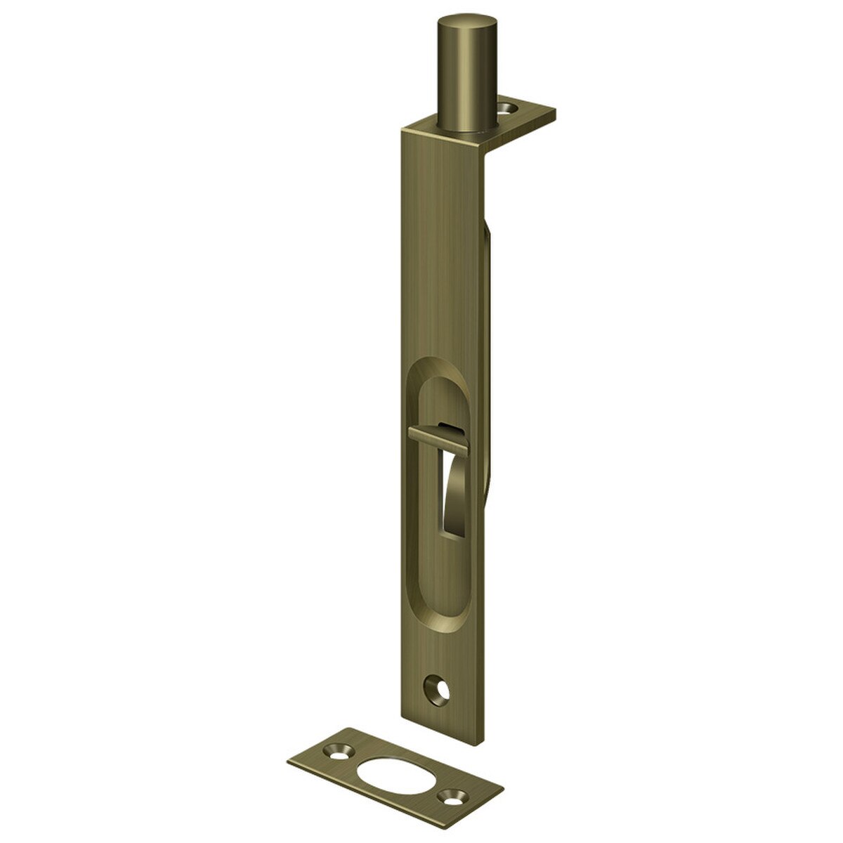 Flush Bolt- 6" Manual Square Corner- Antique Brass US5 638 609